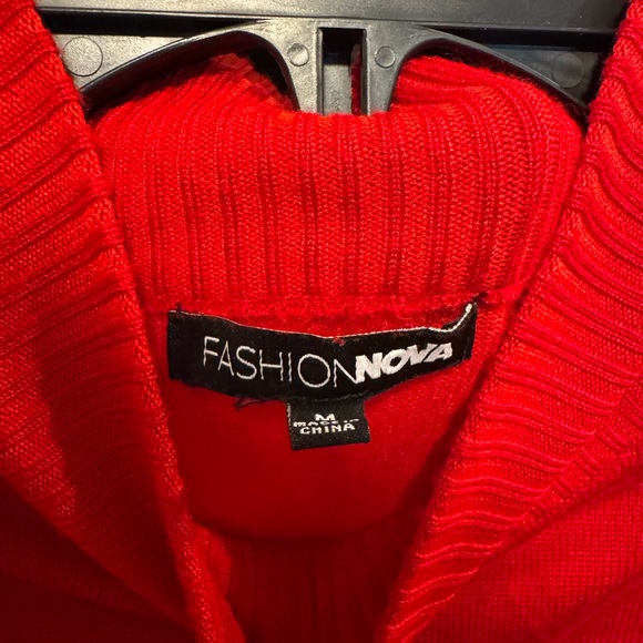 Fashion Nova Red Off-the-Shoulder Sweater - Picture 6 of 6